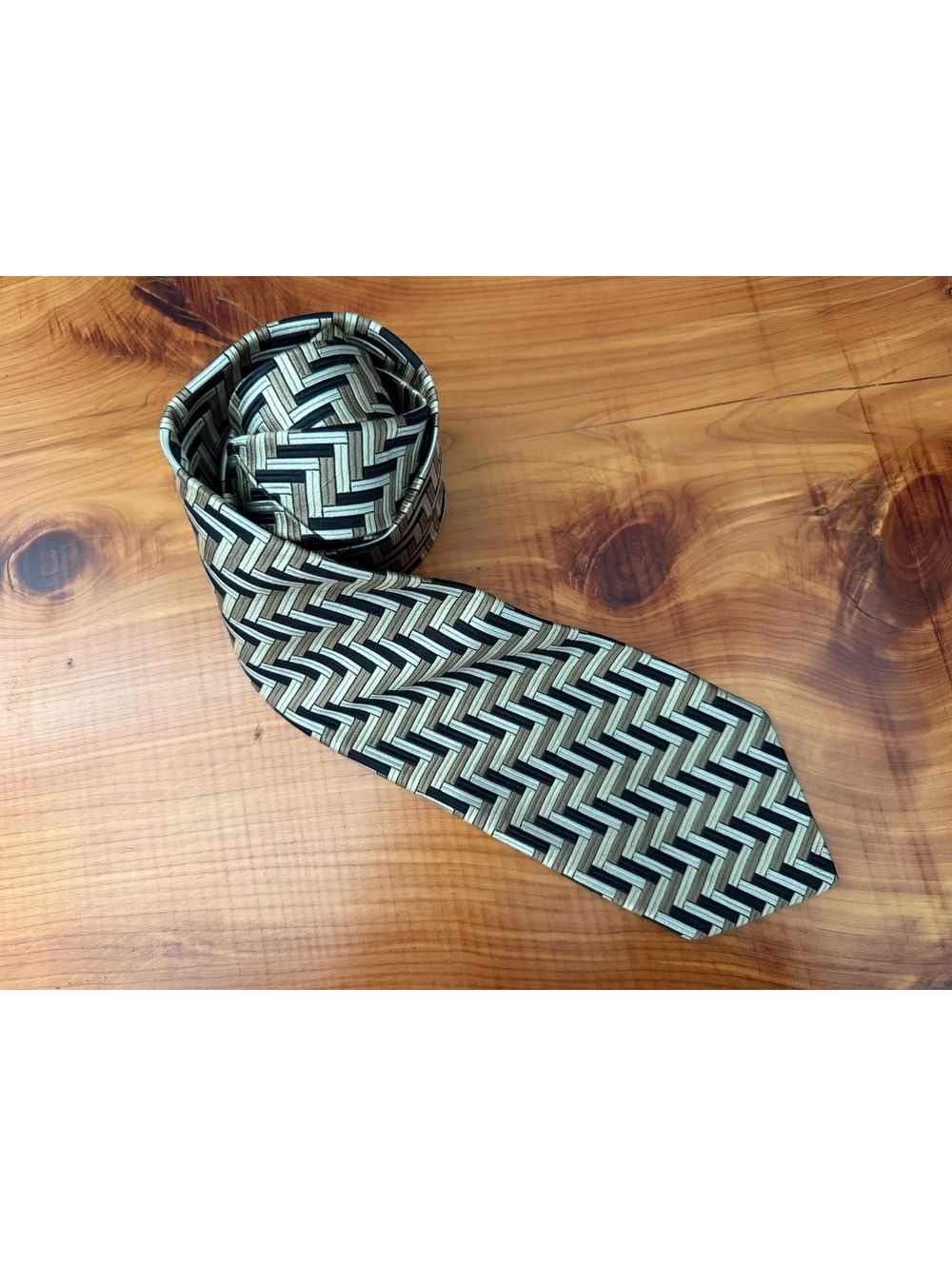 Robert Talbott Nordstrom Multitone Brown/Black Geo Men's Necktie, Made in USA